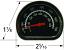 00475 Temperature Gauge - Broil King 2 5/16" x 1 7/8" with Dimensions