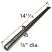 Backyard Grill Tube Burner, Stainless Steel | 14-11/16" | 19921 | with Dimensions