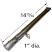 BBQ Pro Tube Burner, Stainless Steel | 14-15/16" x 1" | 10231 | with Dimensions